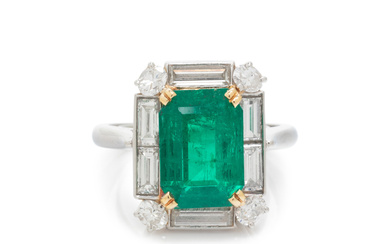 CARTIER, EMERALD AND DIAMOND RING