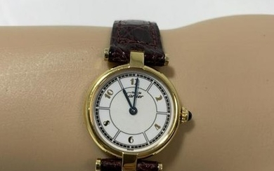 CARTIER PARIS WOMEN'S WATCH WITH LEATHER STRAP