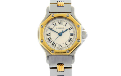 CARTIER - a bi-metal Santos Octagon bracelet watch, 24mm.