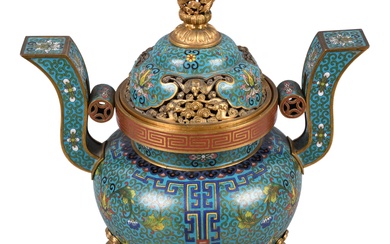 CHINESE CLOISONNE ENAMEL TRIPOD CENSER, 18TH/19TH CENTURY Height: 10 1/2 in. (26.7 cm.)