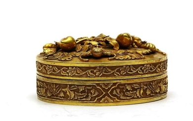 CHINESE GILT BRONZE COVER BOX, QING DYNASTY