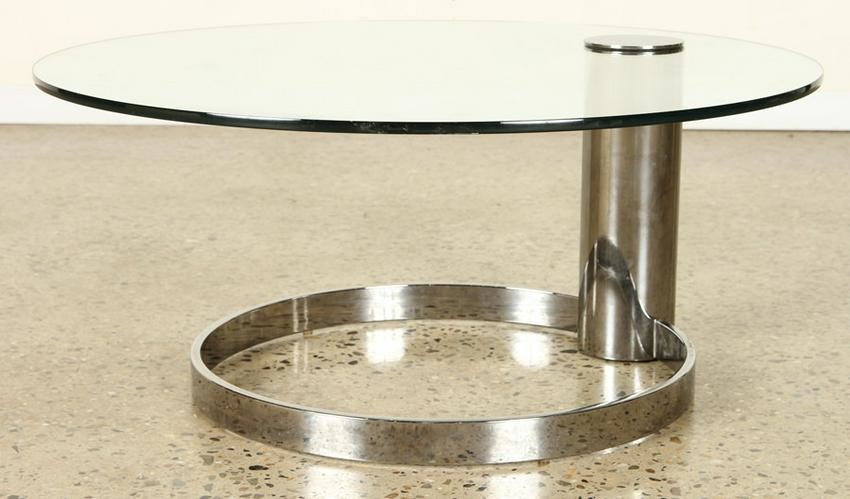 CHROME AND GLASS COFFEE TABLE BY PACE
