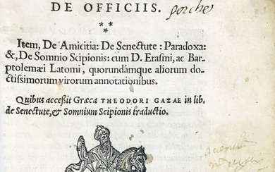 CICERO. M. T. Ciceronis De Officiis. Item, De Amicitia: De Senectute, Paradoxa & De Somnio