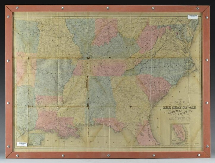 CIVIL WAR VINTAGE MAP OF THE SOUTHERN STATES.