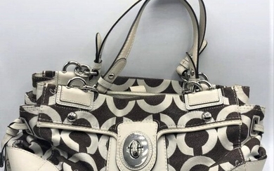 COACH Handbag - White Leather and Brown - Clean