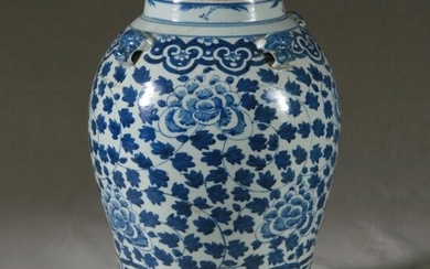 19th C. Large Blue & White Ginger Jar