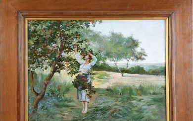 COMOY M.E.G. (1856-1903). « Le temps des cerises ». Huile sur toile signée. H.49 L.65....