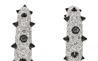 Cartier 18K White Gold Clash Diamond And Black Onyx Earrings
