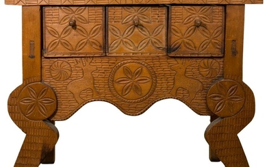 Carved Wood Console Table