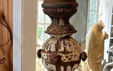 Cast Iron Architectural Finial Fountain with Stone Base