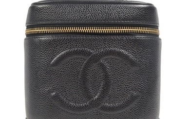 Chanel Black Caviar Skin Timeless Vanity Handbag