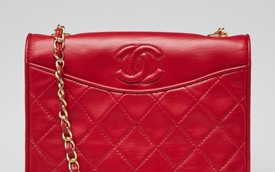 Chanel Red Quilted Lambskin Leather