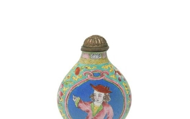 Chinese Enameled Bronze Snuff Bottle, 19th Century