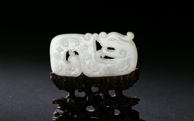 Chinese White Jade Dragon Plaque, 18-19th Century