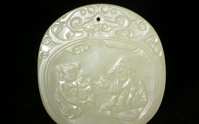 Chinese Yellow Jade Plaque with Poem, 18th Century