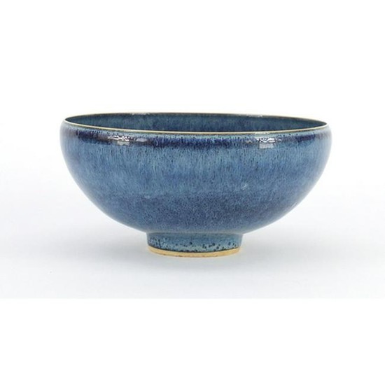 Chinese blue purple glazed porcelain bowl, six figure