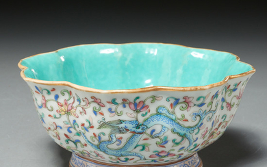 Chinese famille rose dragon bowl