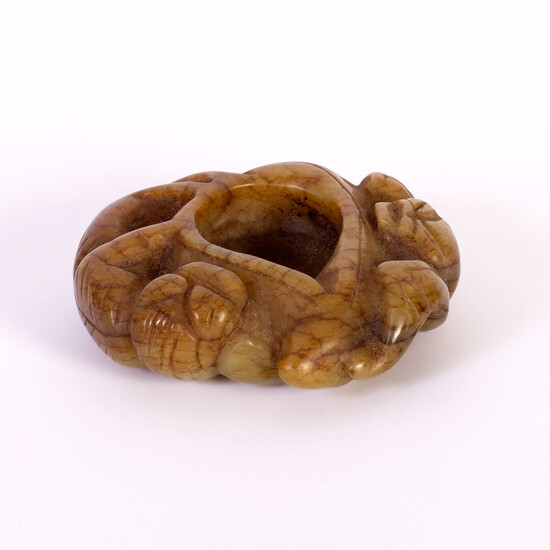 Chinese russet jade brush washer. Late Ming or early Qing 17th cent