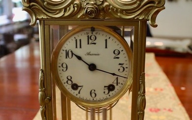 Circa 1910 Ansonia Mantel Clock with Original Gilt Tuning Gold Finish