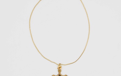 Collana in oro giallo 750 con croce neo medievale
