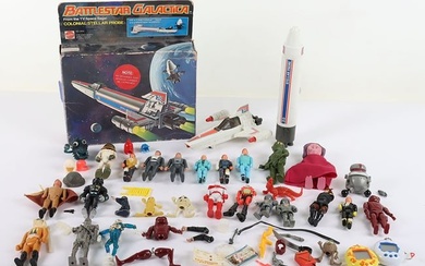 Collection of Vintage 3.75 Action Figures Vehicles weapons and accessories plus a Battlestar