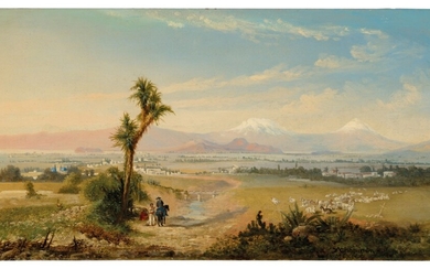 Conrad Wise Chapman (1842-1910), The Valley of Mexico, the two volcanoes Popocatépetl and Iztaccihuatl beyond