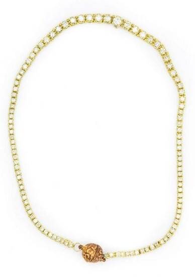 Contemporary Yellow Gold and Diamond Riviere Necklace