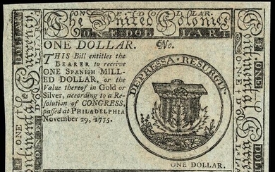 Continental Nov. 29, 1775 $1 Blue Detector Gem CU