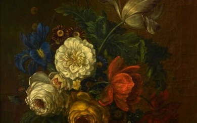 Continental school, still life of flowers, oil on canvas.