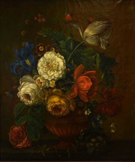 Continental school, still life of flowers, oil on canvas.