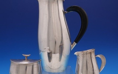 Contour by Towle Sterling Silver Coffee Set 3pc w/ Blue Lucite Handle