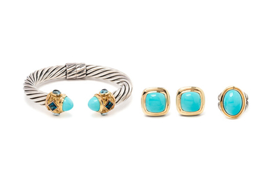 DAVID YURMAN, COLLECTION OF STERLING SILVER, YELLOW GOLD AND TURQUOISE JEWELRY