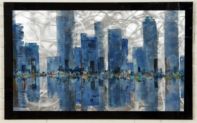 DEB WITTE ABSTRACT CITYSCAPE ACRYLIC ON ALUMINUM