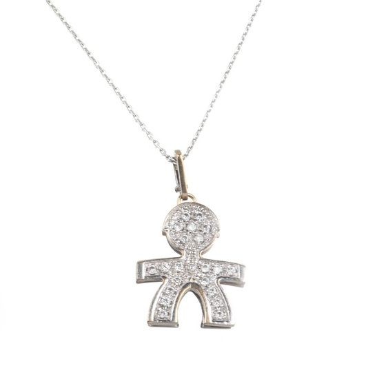 DIAMOND NECKLACE WITH A LITTLE HUMAN FIGURE IN 18KT WHITE GOLD