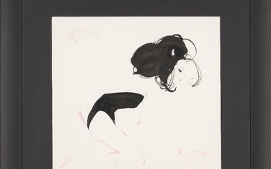 David Downton, British 1959 - Fashion illustration, 2005; ink and gouache on paper, signed and dated lower right '05', 31 x 31 cm (ARR) Note: these works were commissioned by jewellery designer Theo Fennell for an advertising campaign in 2005 and...