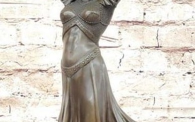 Deco Dance: Dimitri Chiparus' Bronze Gypsy Dancer Sculpture on Marble Base - 21.5" x 8"
