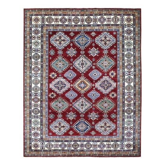 Deep Red Soft Afghan Wool Hand Knotted Super Kazak