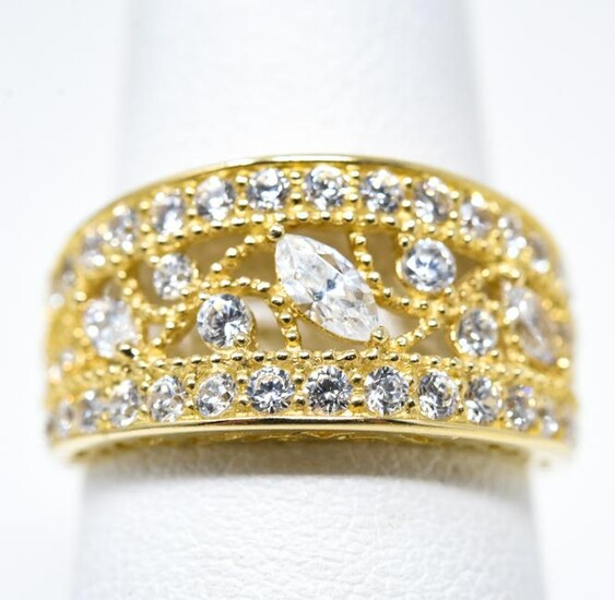 Delicate Band 14k Yellow Gold and CZ