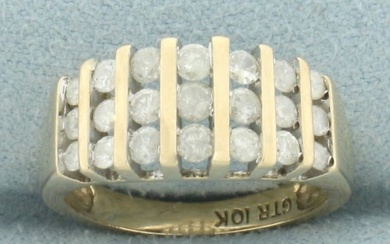 Diamond Bar Set Ring in 10k Yellow Gold