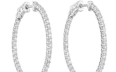 Diamond In-and-Out Hoop Earrings, 2.50 CTW