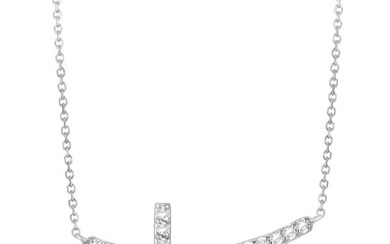 Diamond Sideways Curved Cross Pendant Necklace 14k White Gold 0.50 ctw