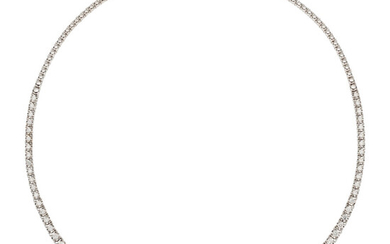 Diamond, White Gold Necklace The rivière necklace features full-cut...