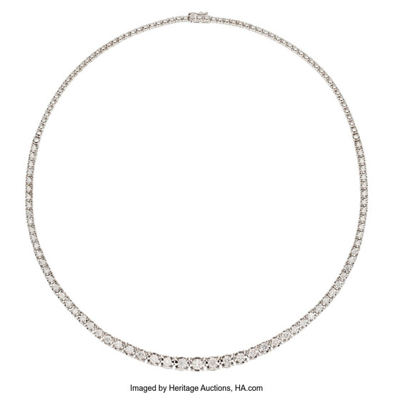 Diamond, White Gold Necklace The rivière necklace features full-cut...