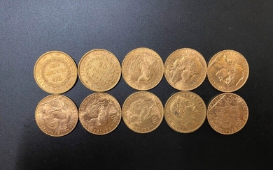 Dix pièces de 20 francs or - 64.54 g - Lot 30 - A.Blanchy | E.Lacombe - Bordeaux Chartrons - Bordeaux Enchères