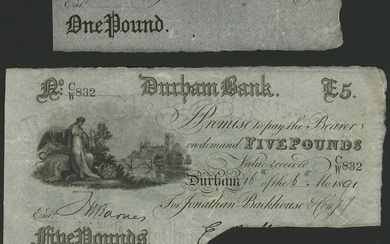 Durham Bank, for Jonathan Backhouse and Compy, unissued £1, 18-, no signatures...
