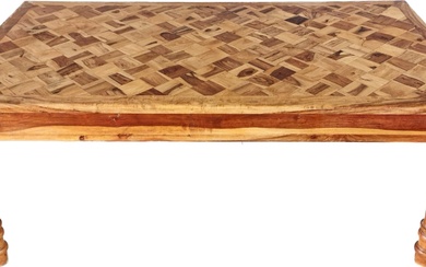 EXOTIC WOOD PARQUETRY FARMHOUSE DINING TABLE