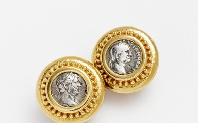 Elizabeth Locke Ancient Coin 18k Earrings