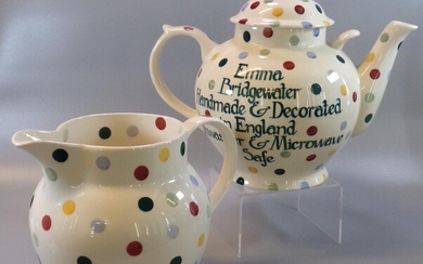 Emma Bridgewater large bullet shaped display teapot. Marked 'Emma...