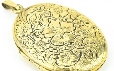 Estate Gold Filled Floral Motif Locket Pendant.