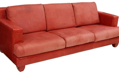 FRENCH MODERN CLAUDE DALLE LEATHER 3-SEAT SOFA